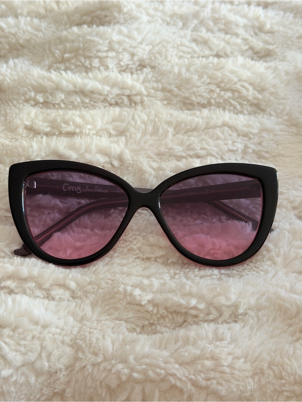 Circus by Sam Edelman Black Cat-Eye Sunglasses | Purple Gradient Lenses